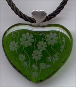 kiln cast heart green